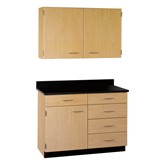 2-Door Wall Unit & 1-Door/5-Drawer Base Unit Cabinet Suite - Right Side Drawers